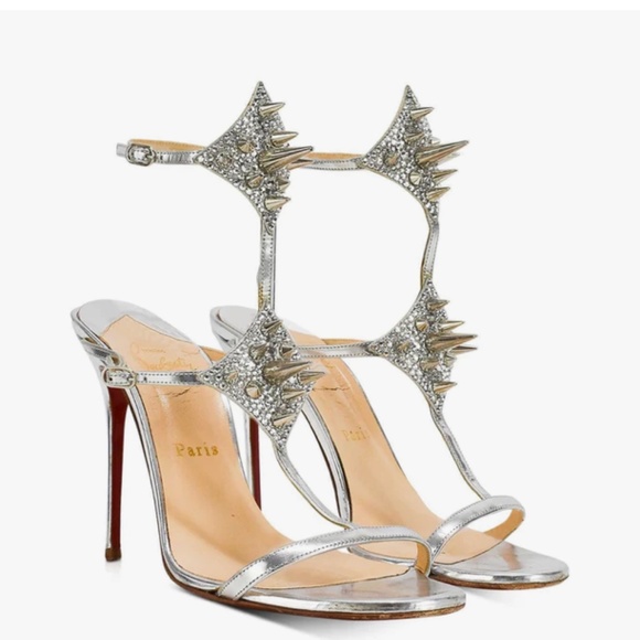 Christian Louboutin Shoes - Silver Christian Louboutin Lady Max Spike Heels
